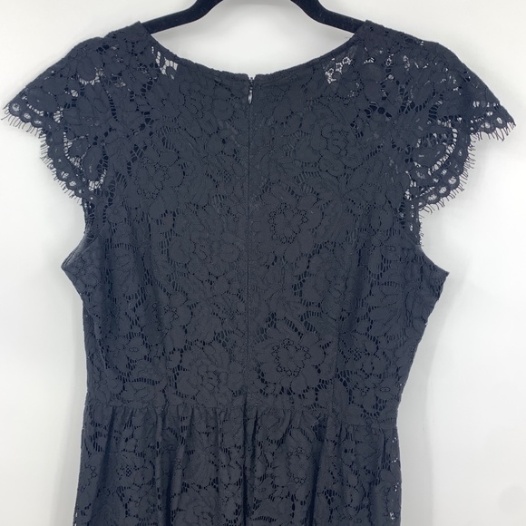 Kensie Womens 12 Dress Fit And Flare Black Floral Lace Overlay Cap Sleeve Party - Picture 5 of 7